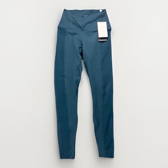 New Nike One Wrap High Waisted 7/8 Leggings Extra Small Womens Armory Blue Green - Picture 1 of 6